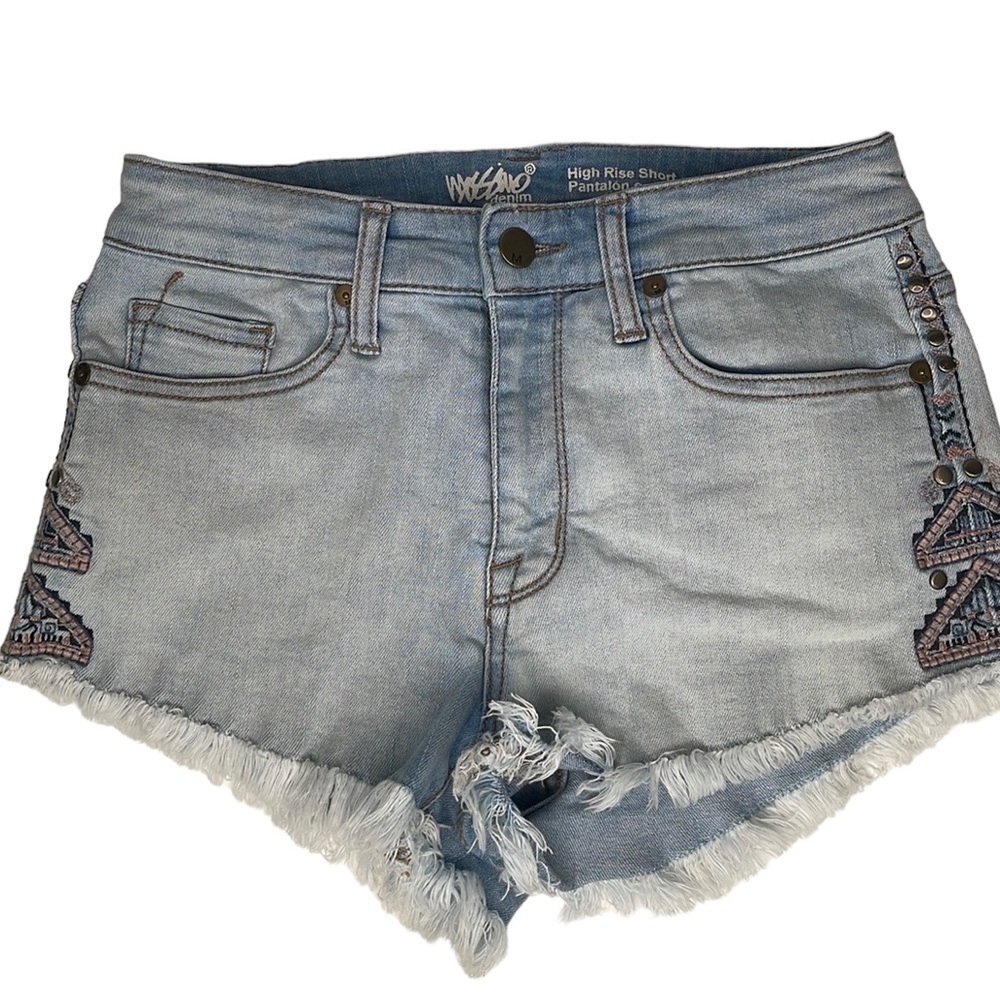 Mossimo High Rise Jean Short Embroidered Bohemian Style